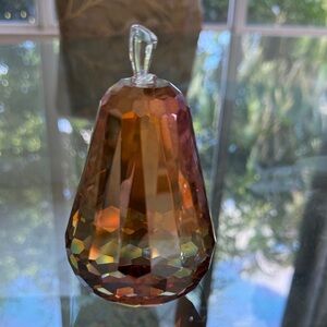 Elegant Crystal Art Piece in Amber